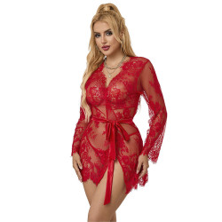 Subblime - 953782 Chemisier De Nuit En Dentelle + String Rouge L/Xl